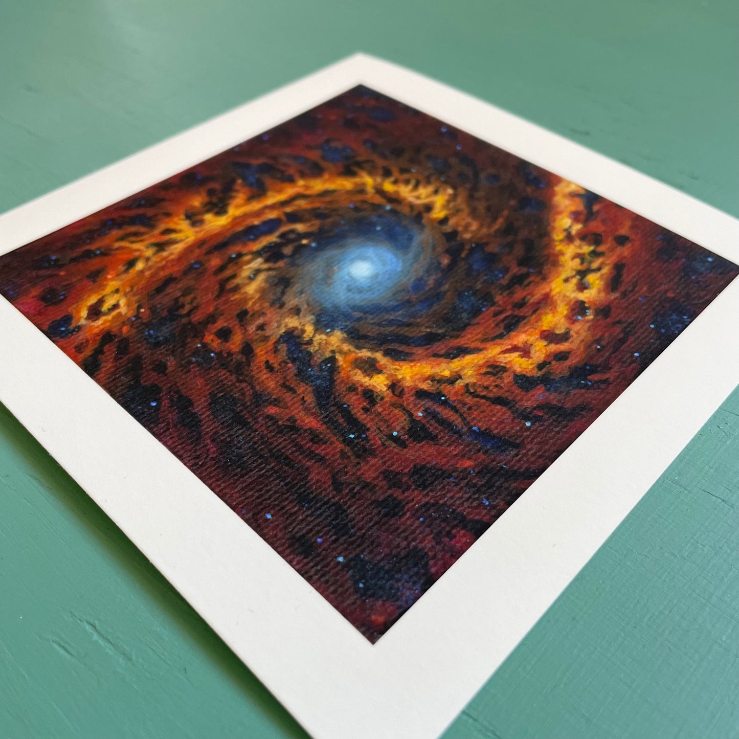 Close up angled view of mini print