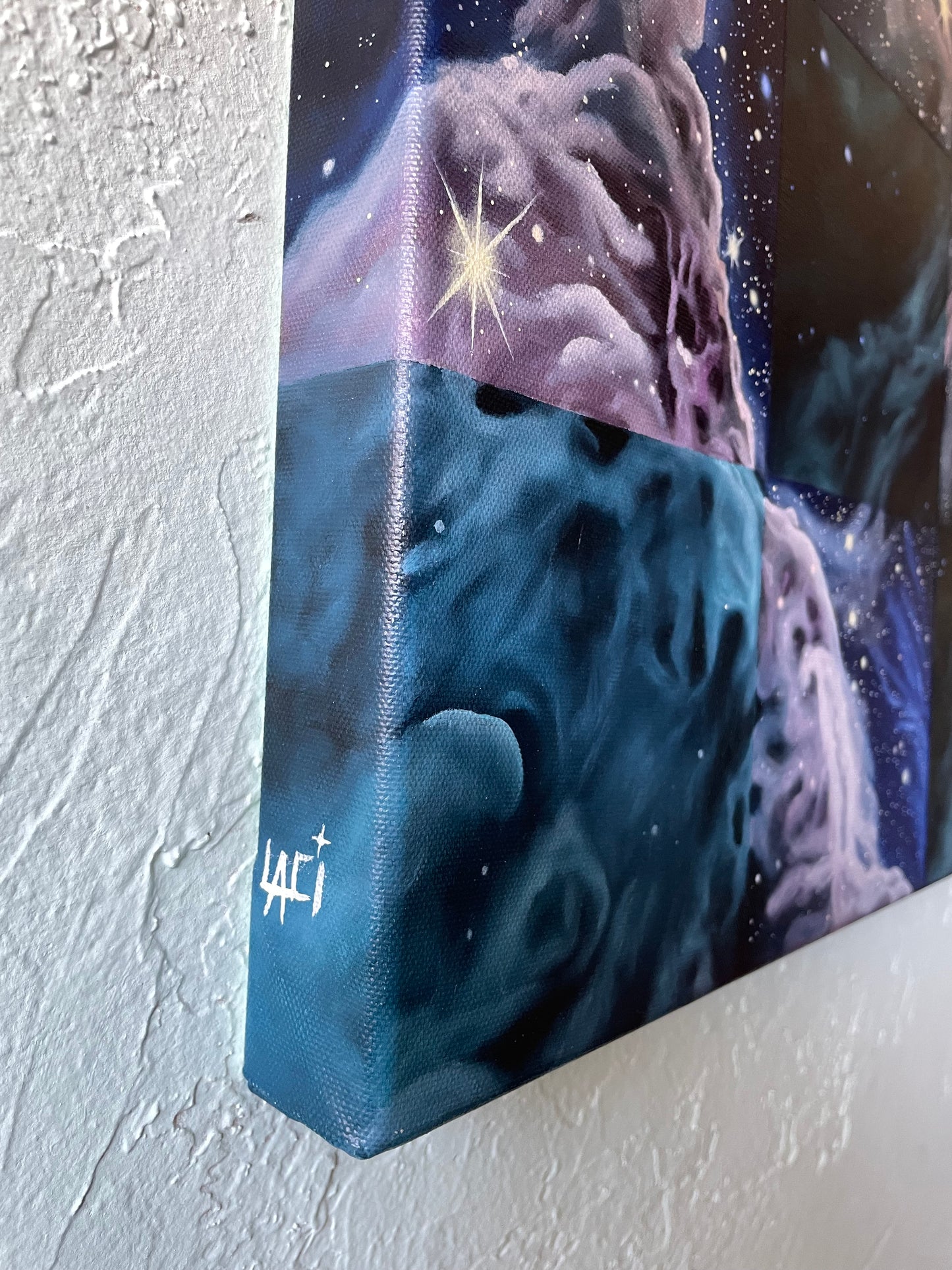 my signature on the side left of the painting