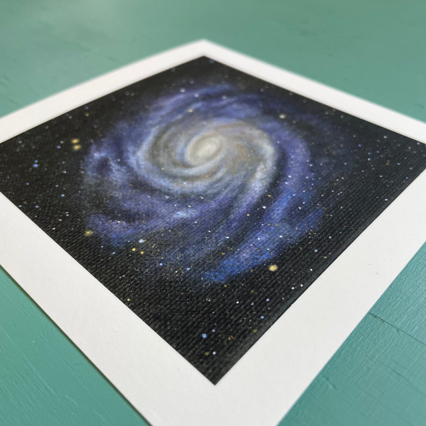 close up angled view of mini print