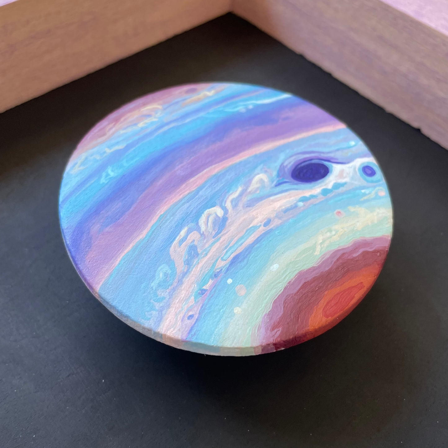 Close up of clay painted like Jupiter